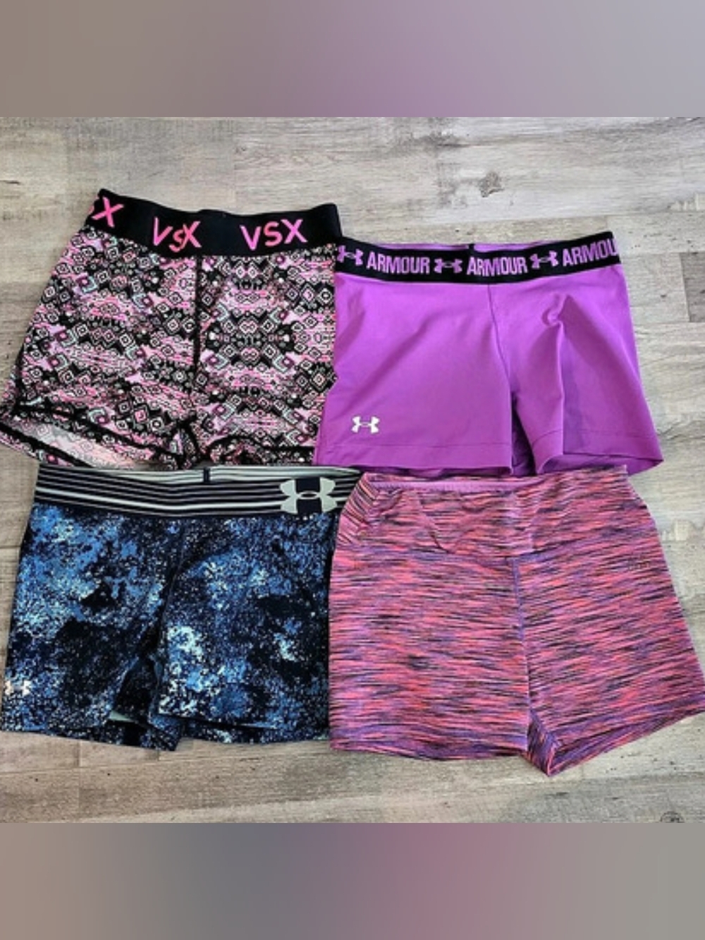 Under Armour Women's Geometric Athletic Gym Shorts VSX Lot Of 4. Size Small